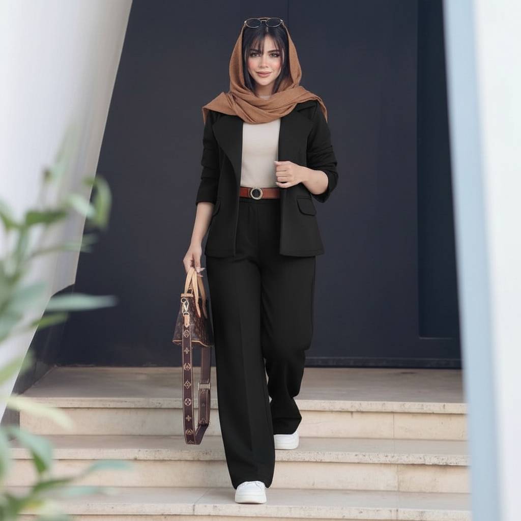 ست کت و شلوار زنانه جنس مازراتی کجرا مدل فروغ