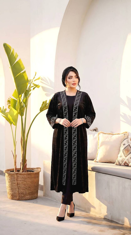 مانتو زنانه عبایی مخمل آینه ای